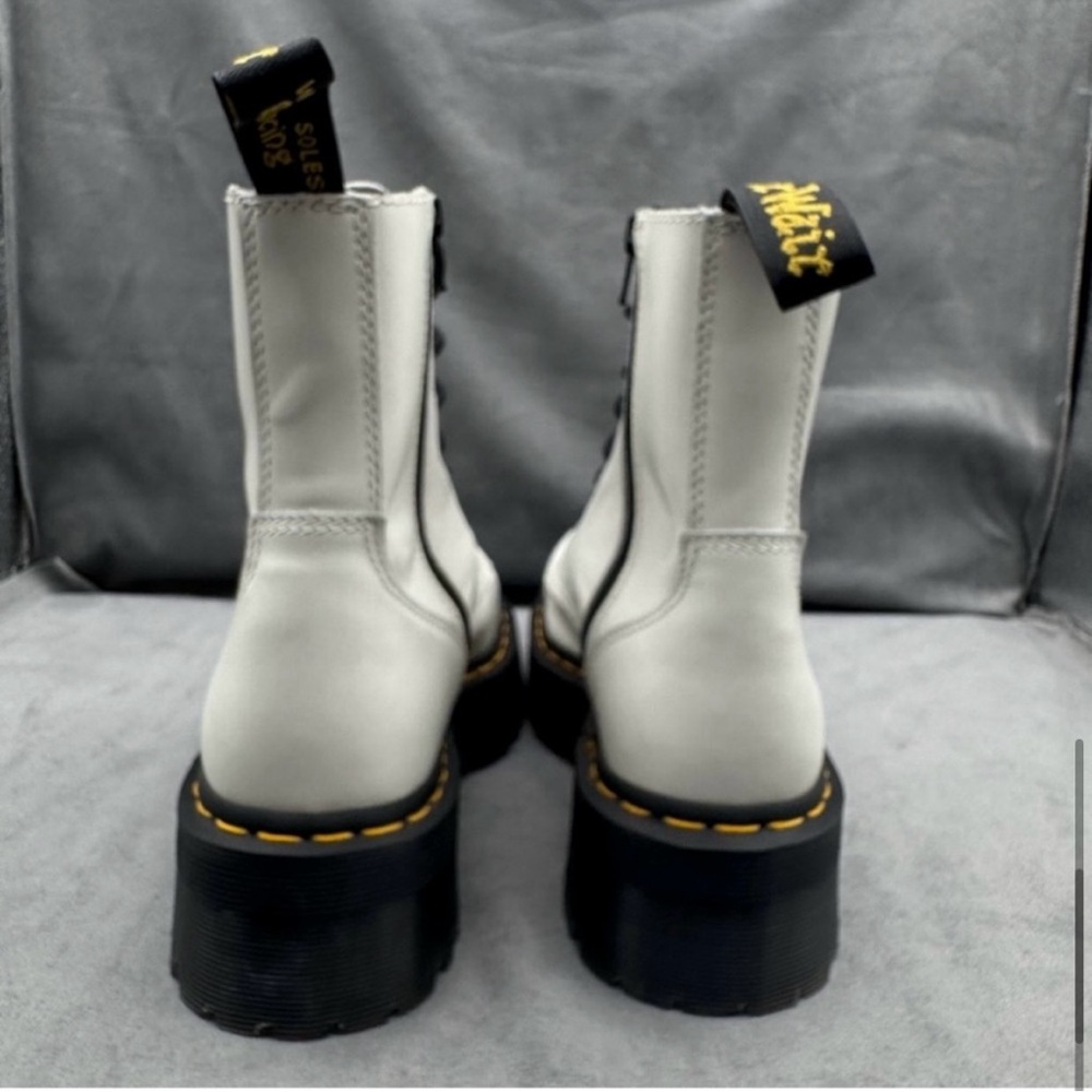 Dr. Martens Jadon Platform Boots Women’s US 8 White Smooth Leather Side Zip - Picture 9 of 11